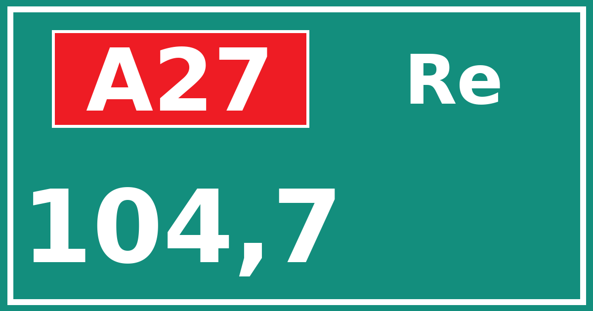 Hectometerbord A27 104,7 zijde Re