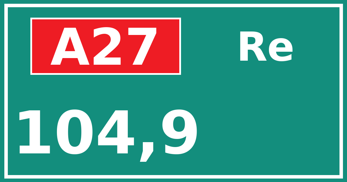 Hectometerbord A27 104,9 zijde Re