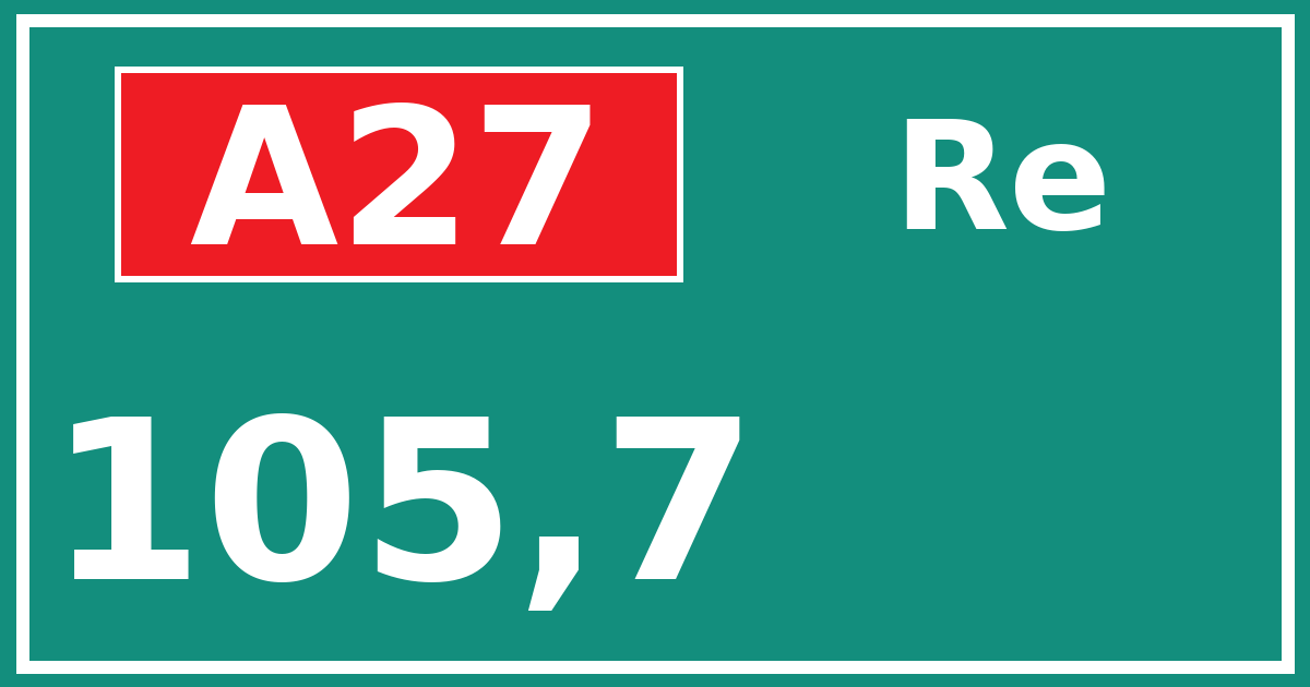Hectometerbord A27 105,7 zijde Re