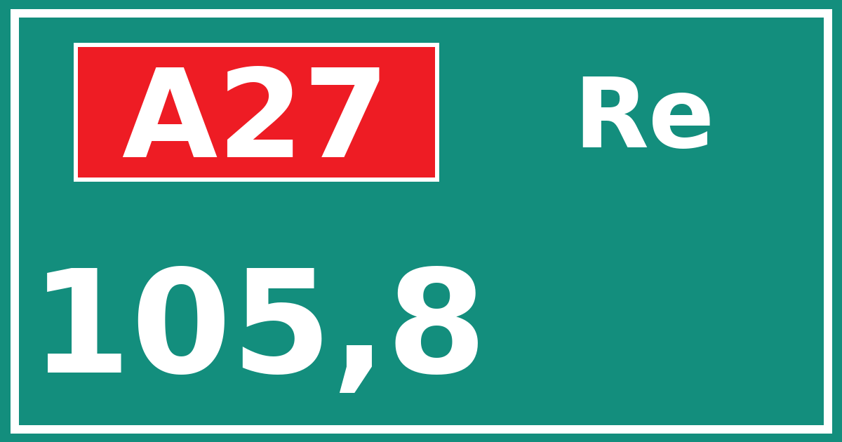 Hectometerbord A27 105,8 zijde Re