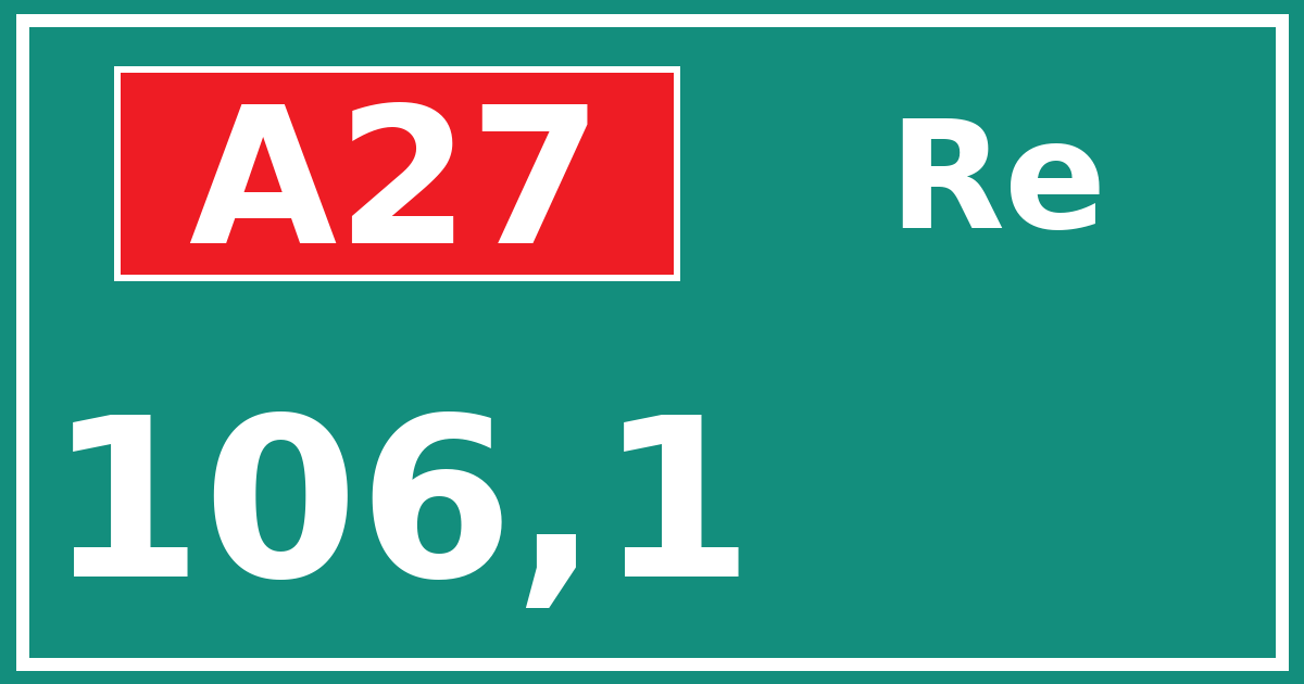Hectometerbord A27 106,1 zijde Re
