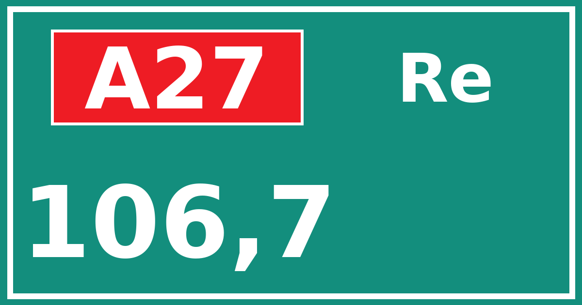 Hectometerbord A27 106,7 zijde Re