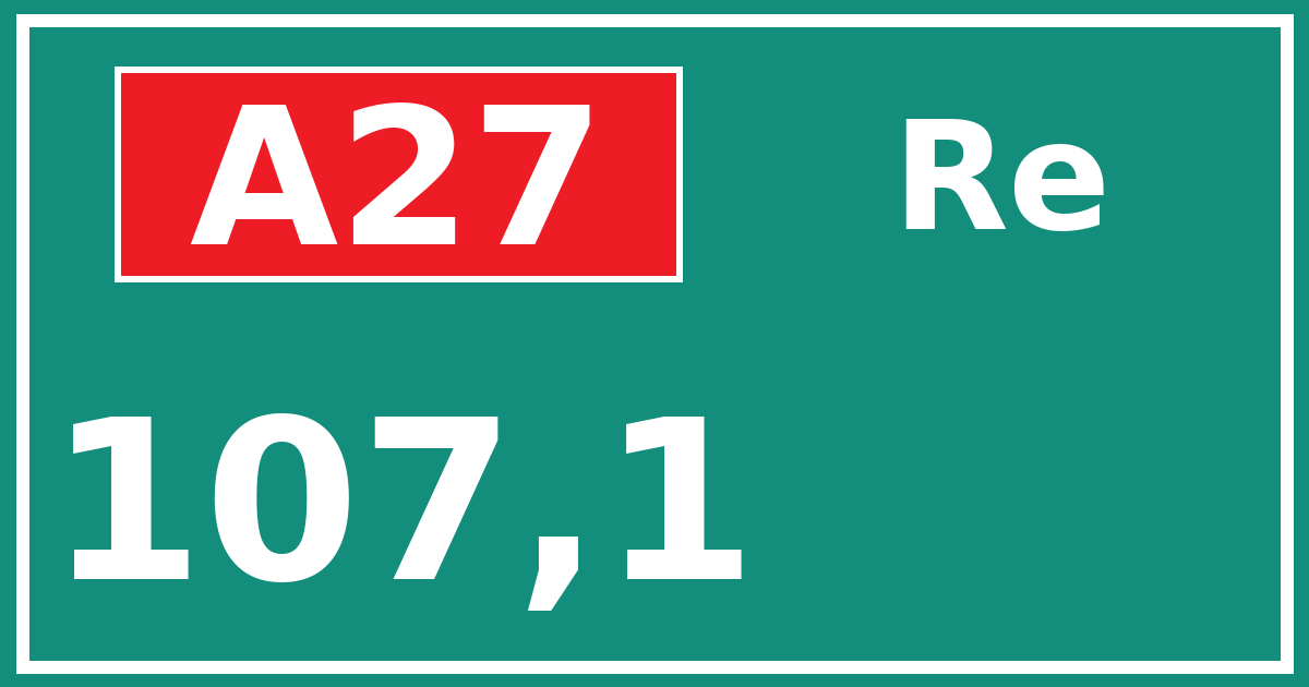 Hectometerbord A27 107,1 zijde Re