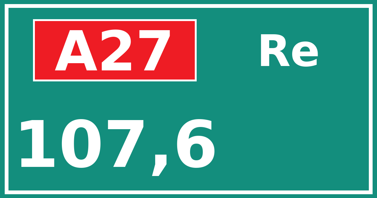Hectometerbord A27 107,6 zijde Re