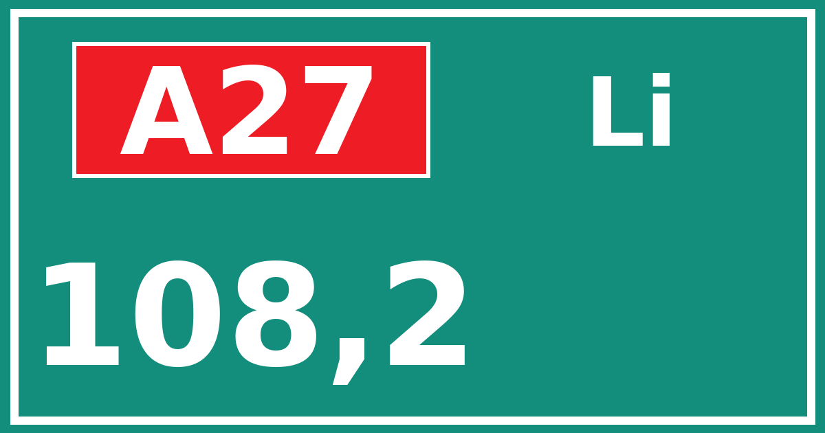 Hectometerbord A27 108,2 zijde Li