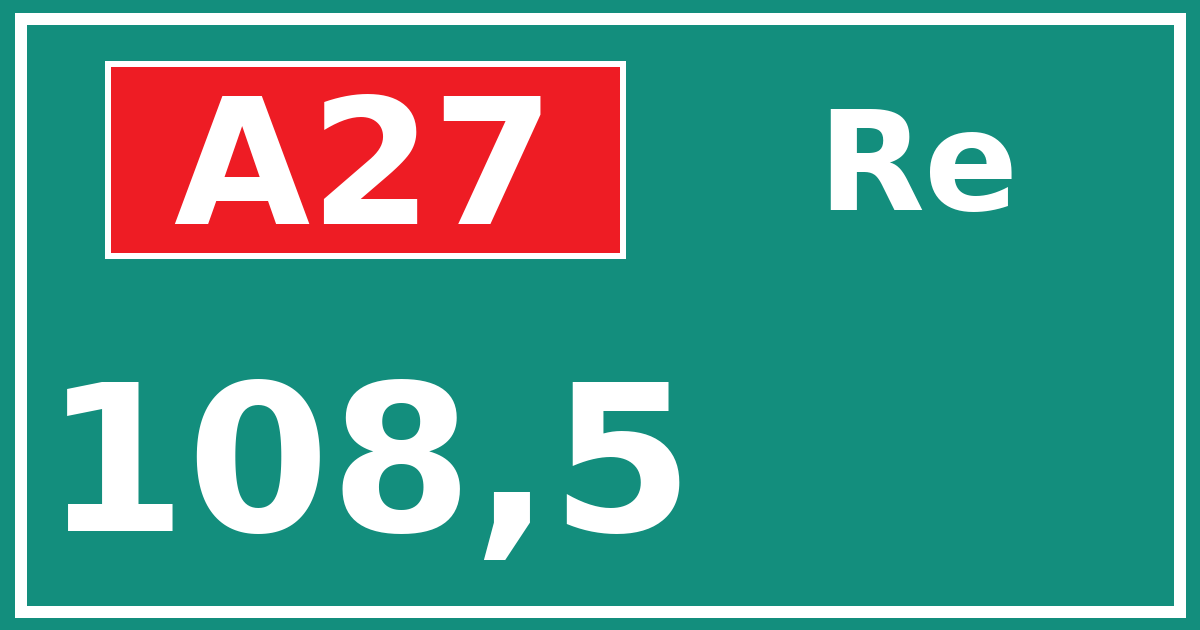 Hectometerbord A27 108,5 zijde Re