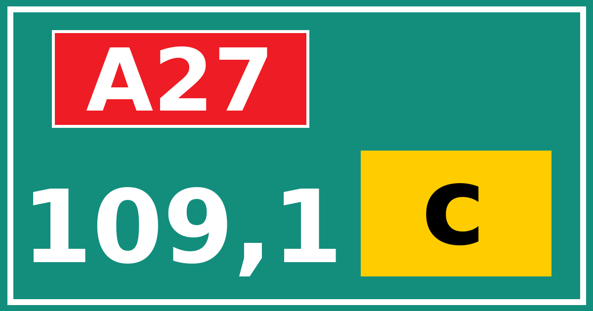 Hectometerbord A27 109,1 letter c