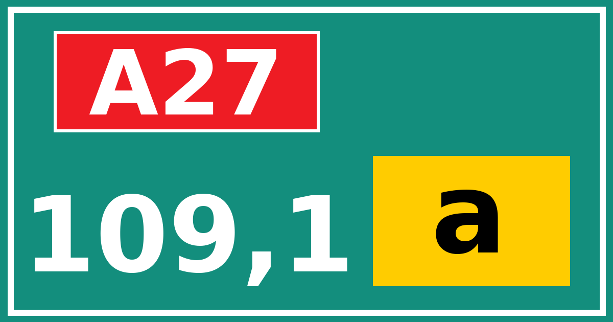 Hectometerbord A27 109,1 letter a
