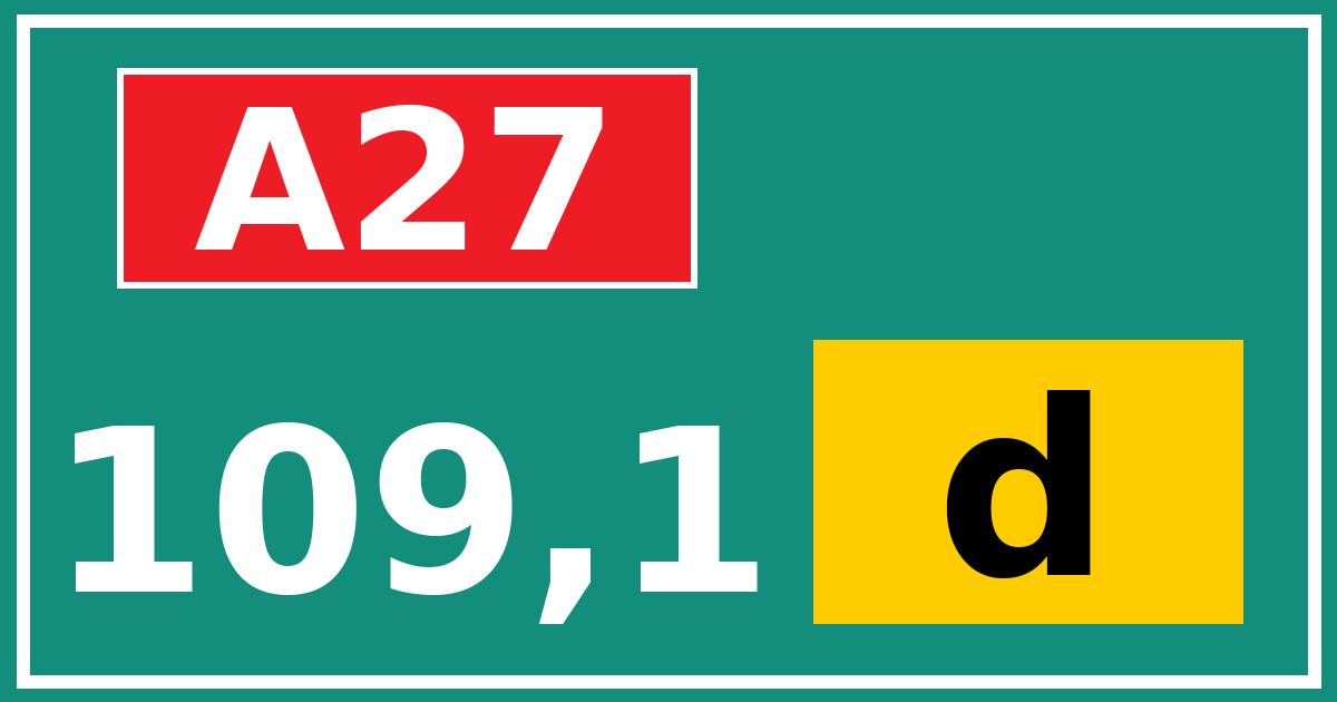 Hectometerbord A27 109,1 letter d