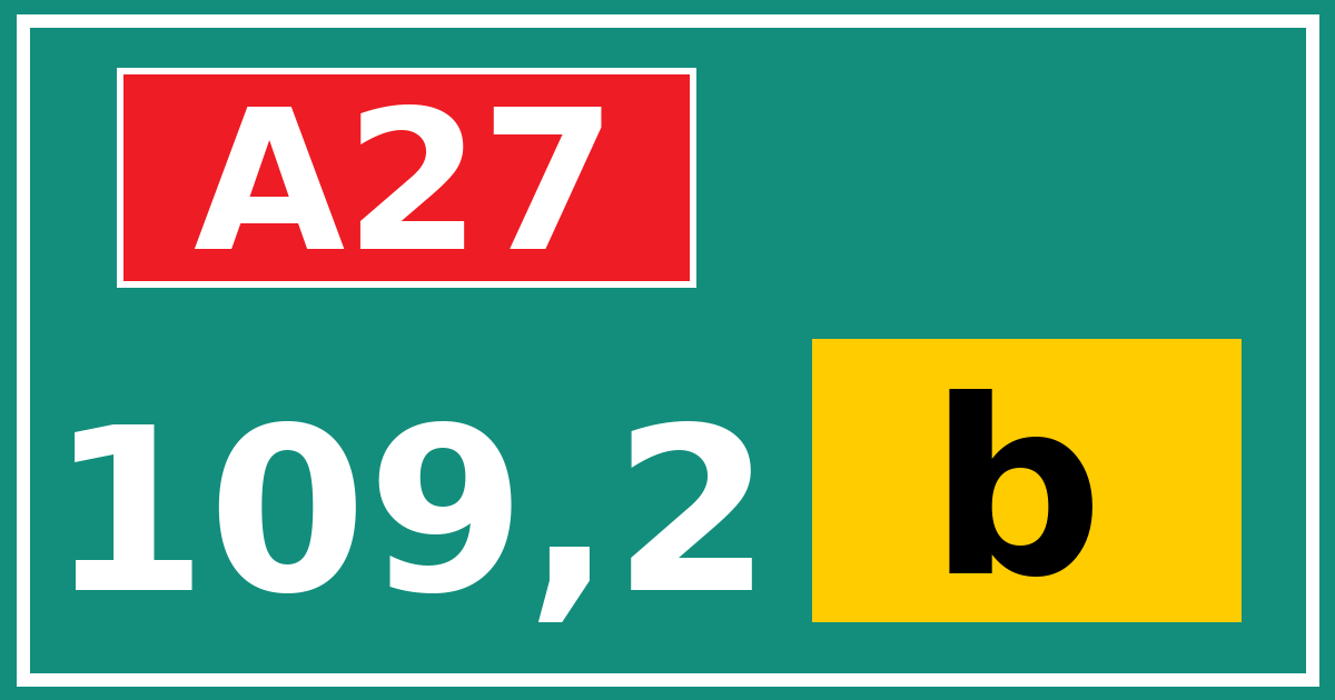 Hectometerbord A27 109,2 letter b