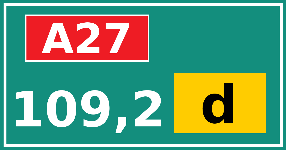 Hectometerbord A27 109,2 letter d