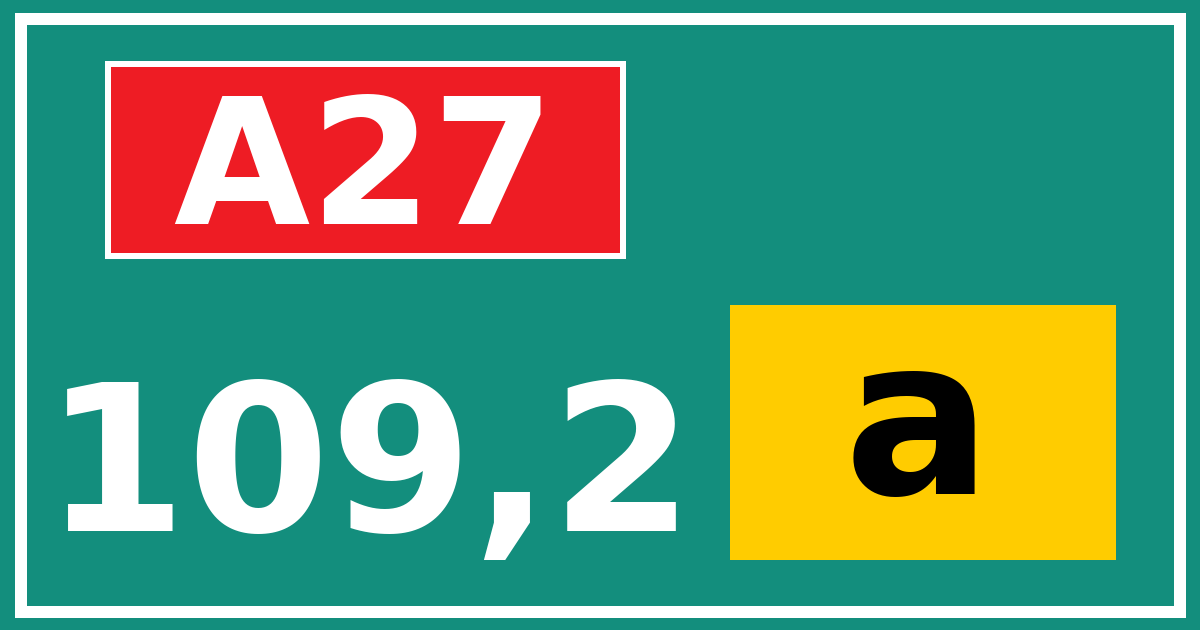 Hectometerbord A27 109,2 letter a