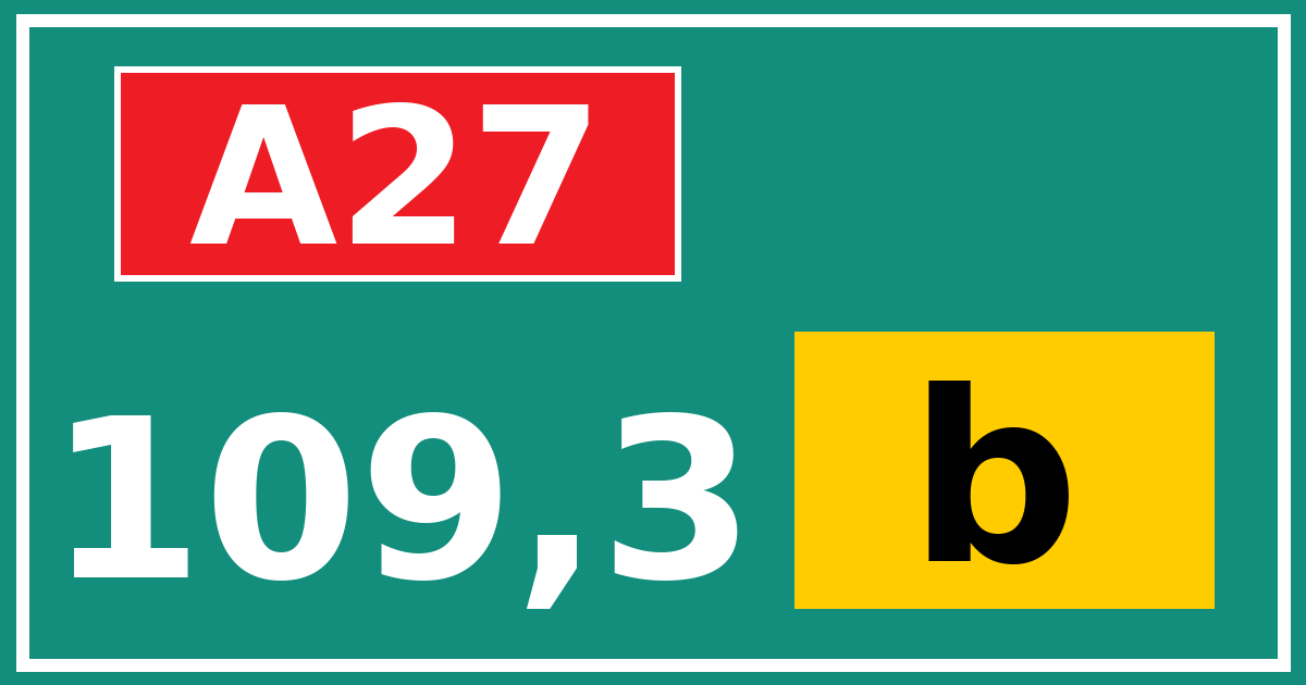 Hectometerbord A27 109,3 letter b