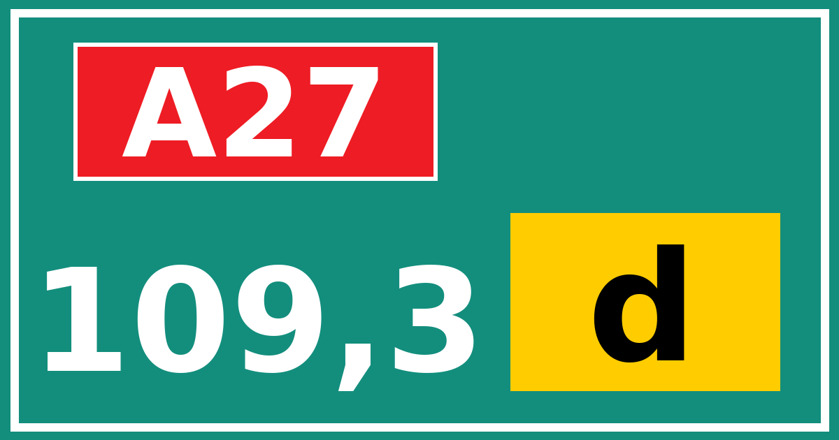 Hectometerbord A27 109,3 letter d