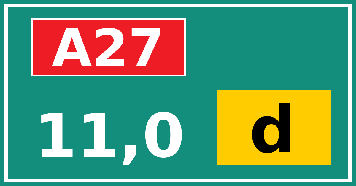 Hectometerbord A27 11,0 letter d