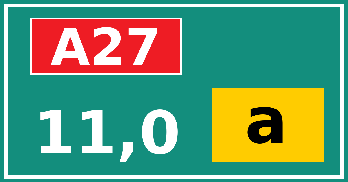 Hectometerbord A27 11,0 letter a