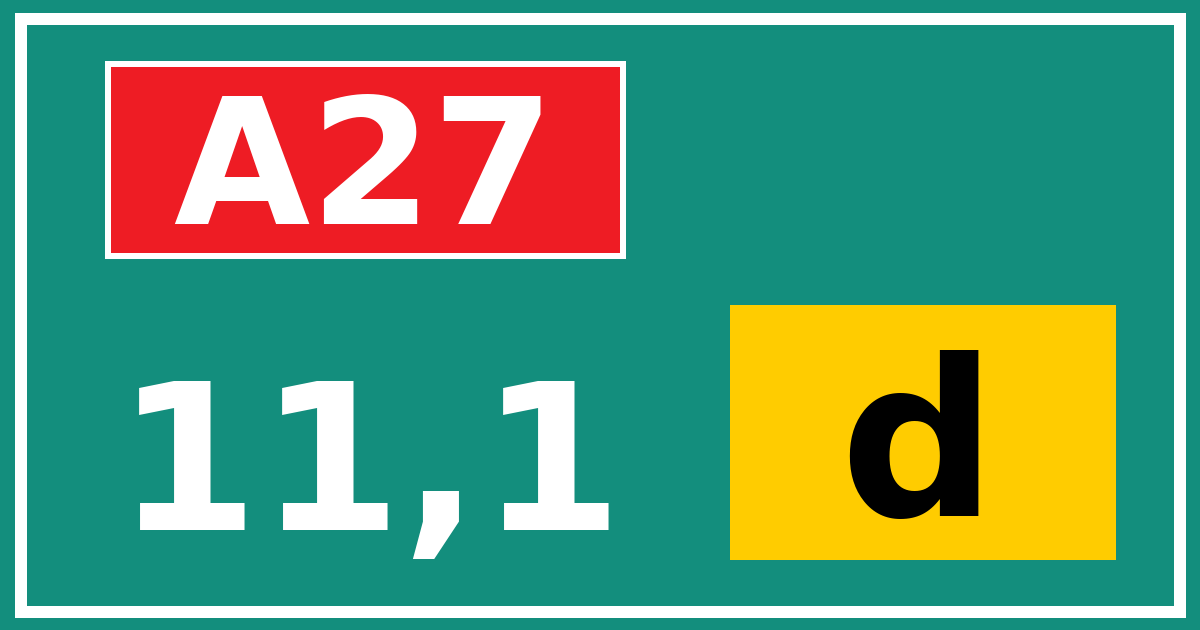 Hectometerbord A27 11,1 letter d