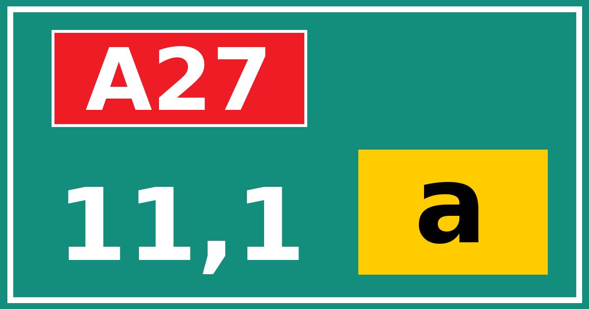 Hectometerbord A27 11,1 letter a