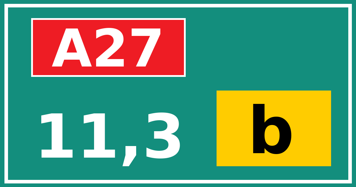 Hectometerbord A27 11,3 letter b