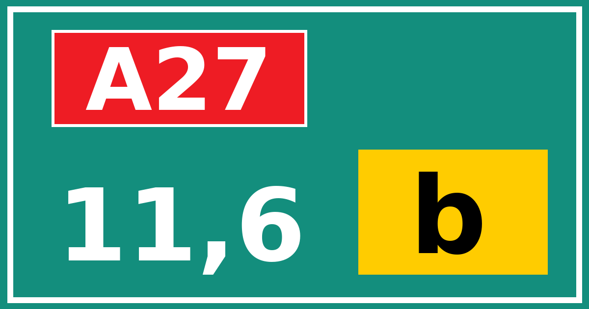 Hectometerbord A27 11,6 letter b