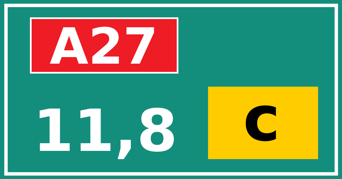Hectometerbord A27 11,8 letter c