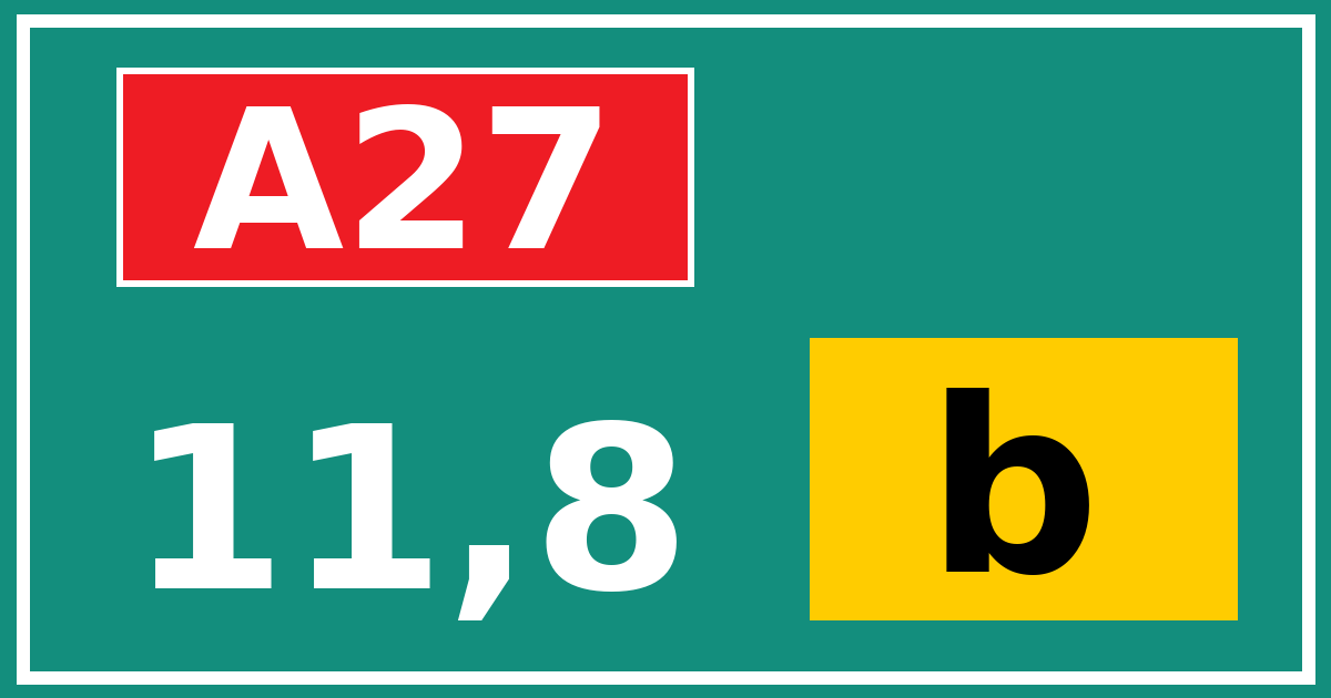 Hectometerbord A27 11,8 letter b