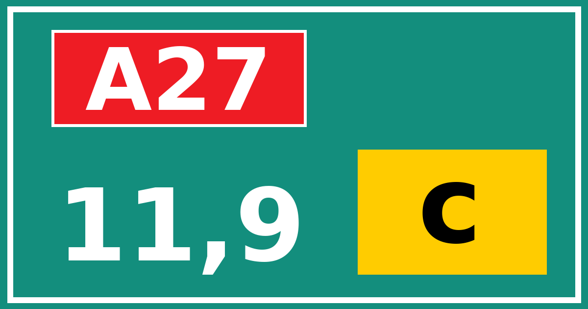 Hectometerbord A27 11,9 letter c