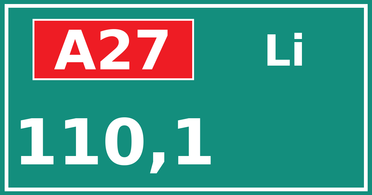 Hectometerbord A27 110,1 zijde Li