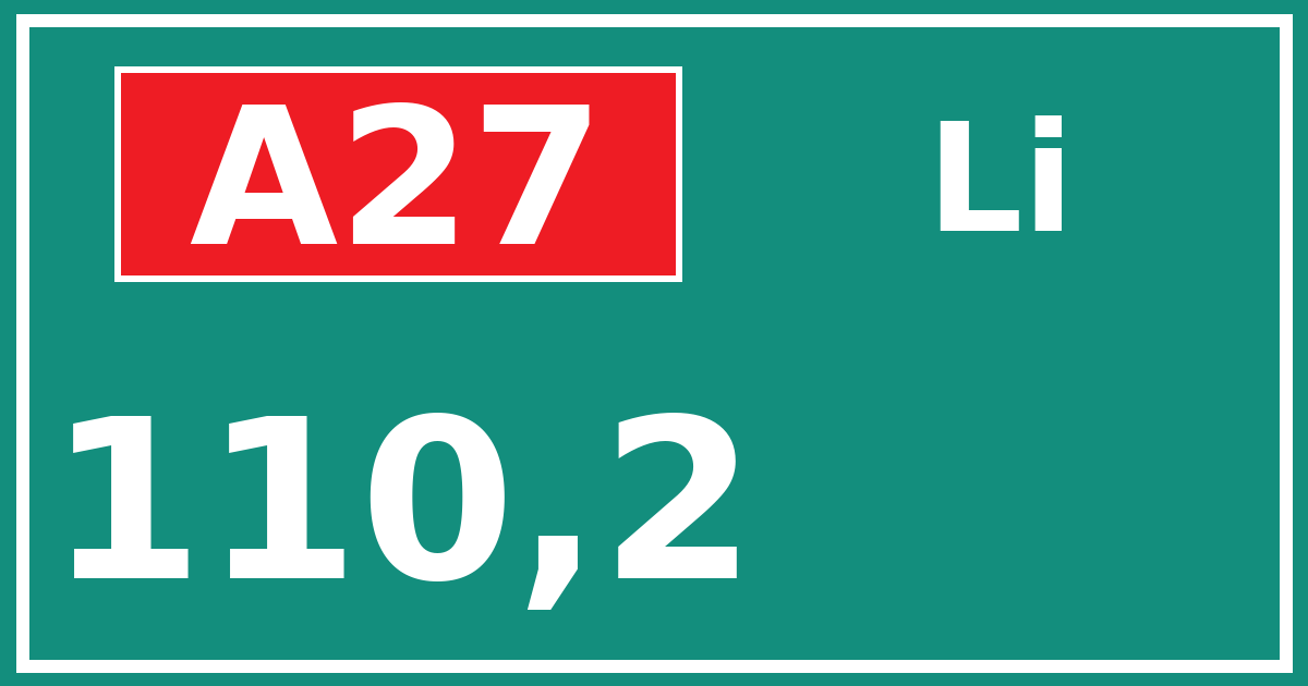 Hectometerbord A27 110,2 zijde Li