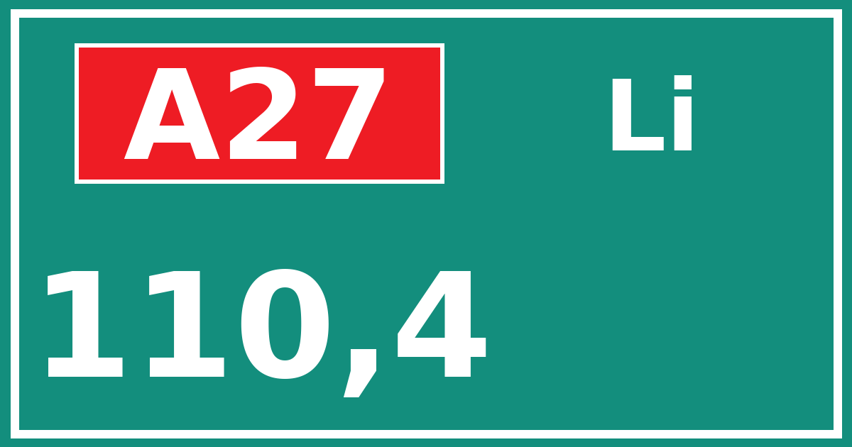 Hectometerbord A27 110,4 zijde Li