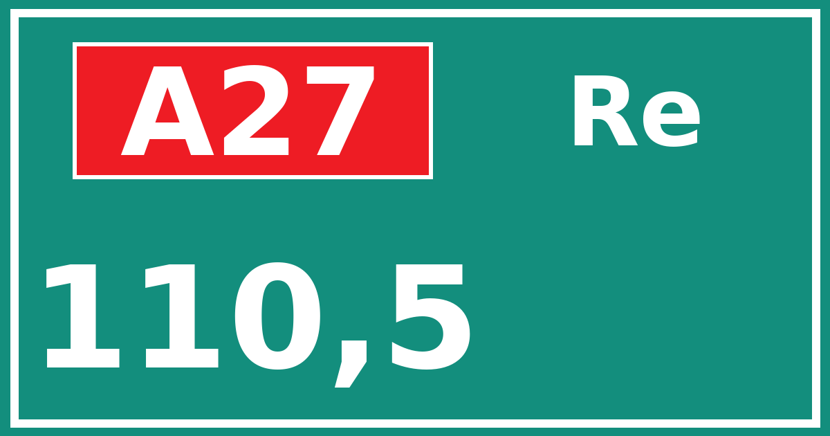 Hectometerbord A27 110,5 zijde Re