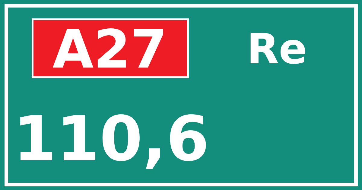 Hectometerbord A27 110,6 zijde Re