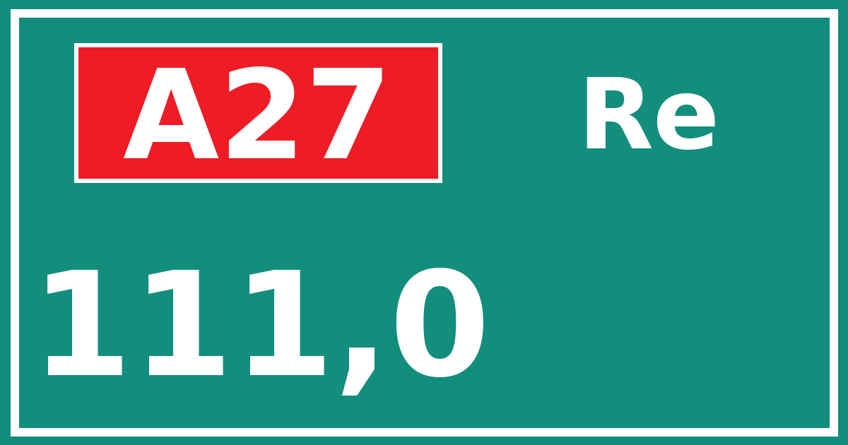 Hectometerbord A27 111,0 zijde Re
