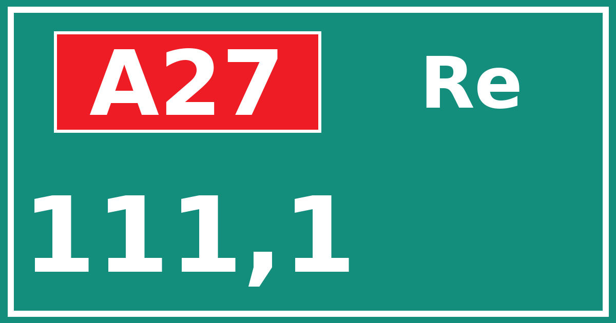 Hectometerbord A27 111,1 zijde Re