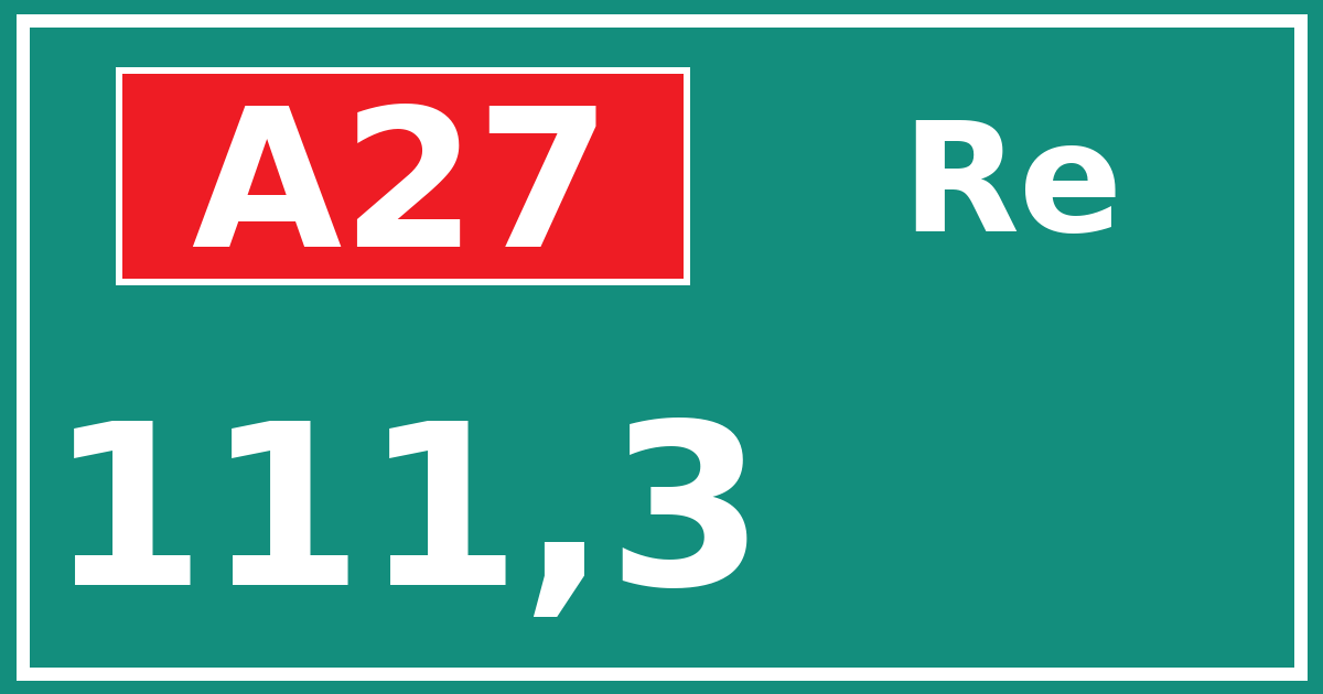 Hectometerbord A27 111,3 zijde Re
