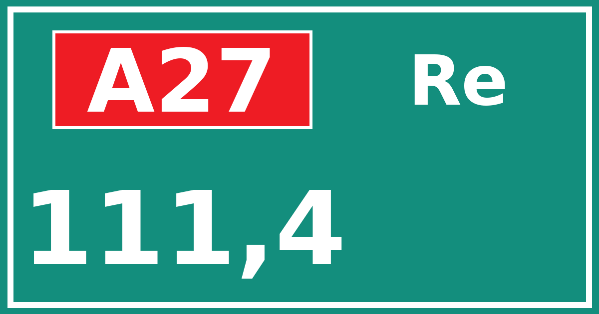 Hectometerbord A27 111,4 zijde Re