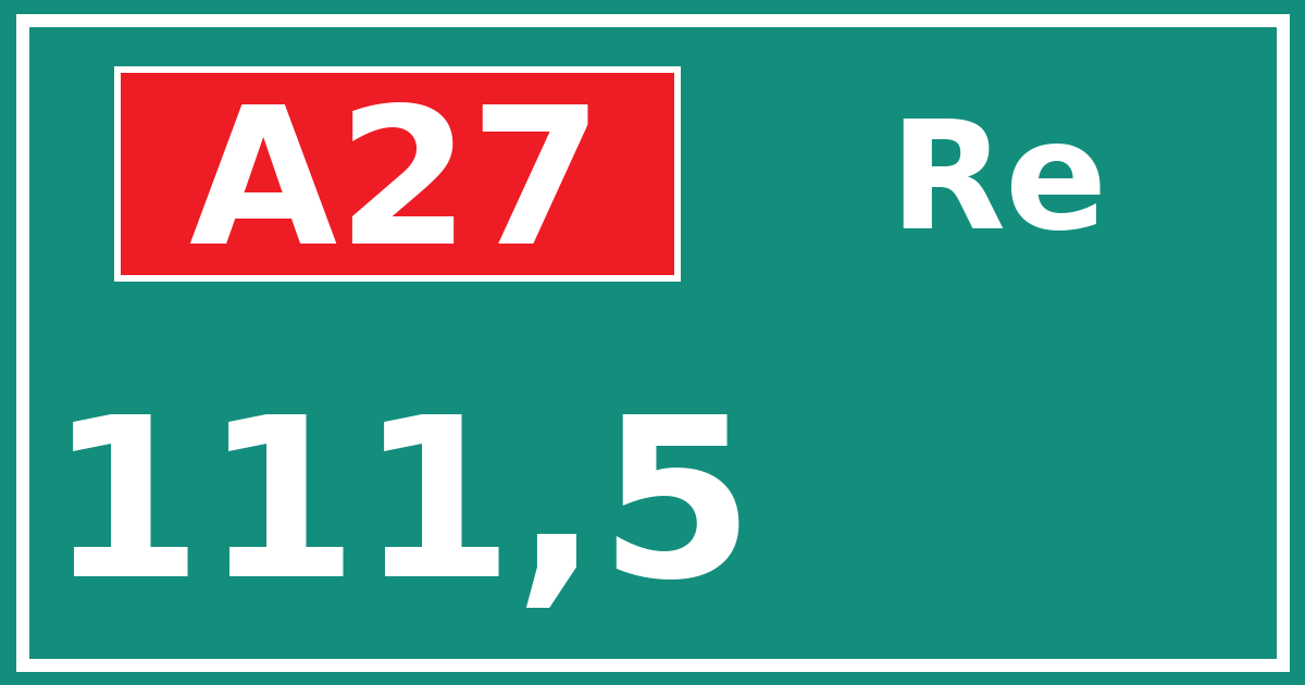 Hectometerbord A27 111,5 zijde Re