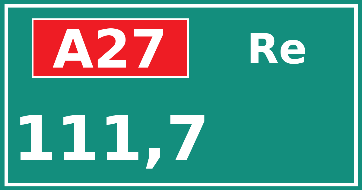 Hectometerbord A27 111,7 zijde Re