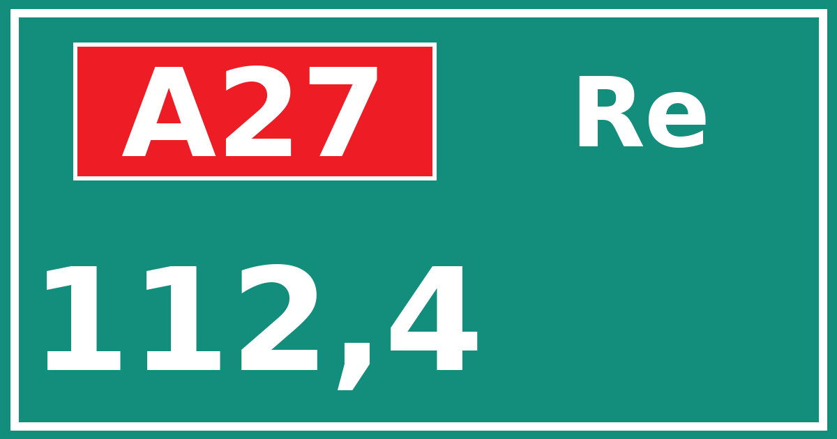 Hectometerbord A27 112,4 zijde Re