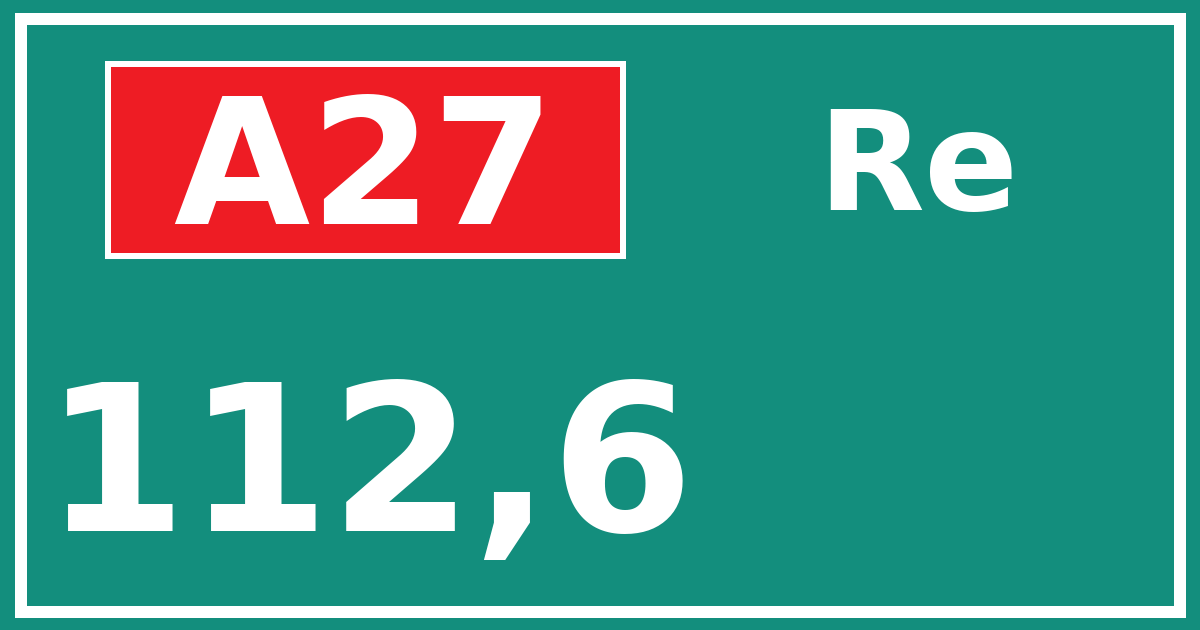 Hectometerbord A27 112,6 zijde Re