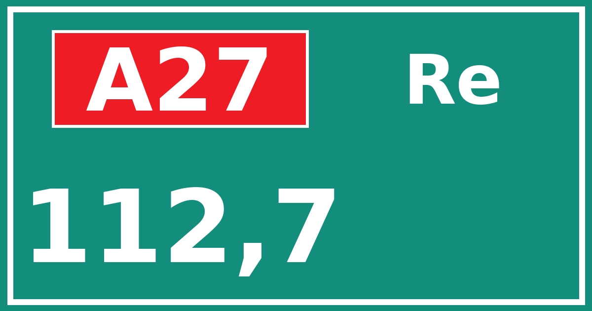 Hectometerbord A27 112,7 zijde Re