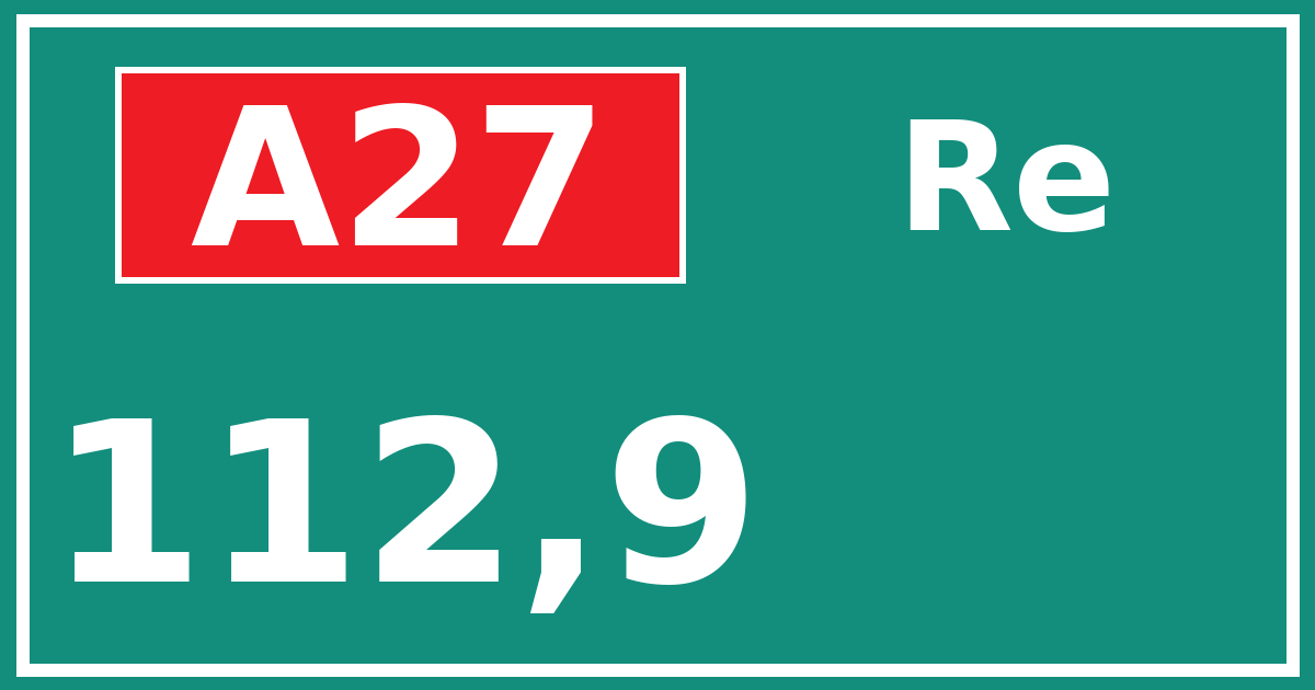Hectometerbord A27 112,9 zijde Re