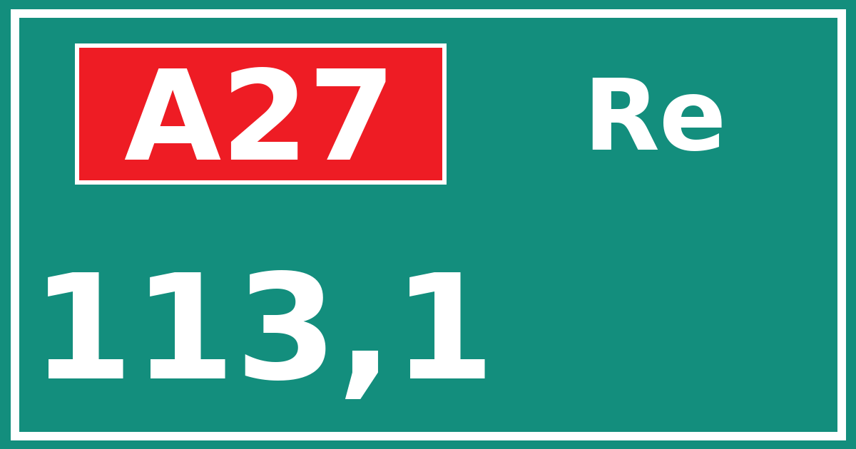 Hectometerbord A27 113,1 zijde Re