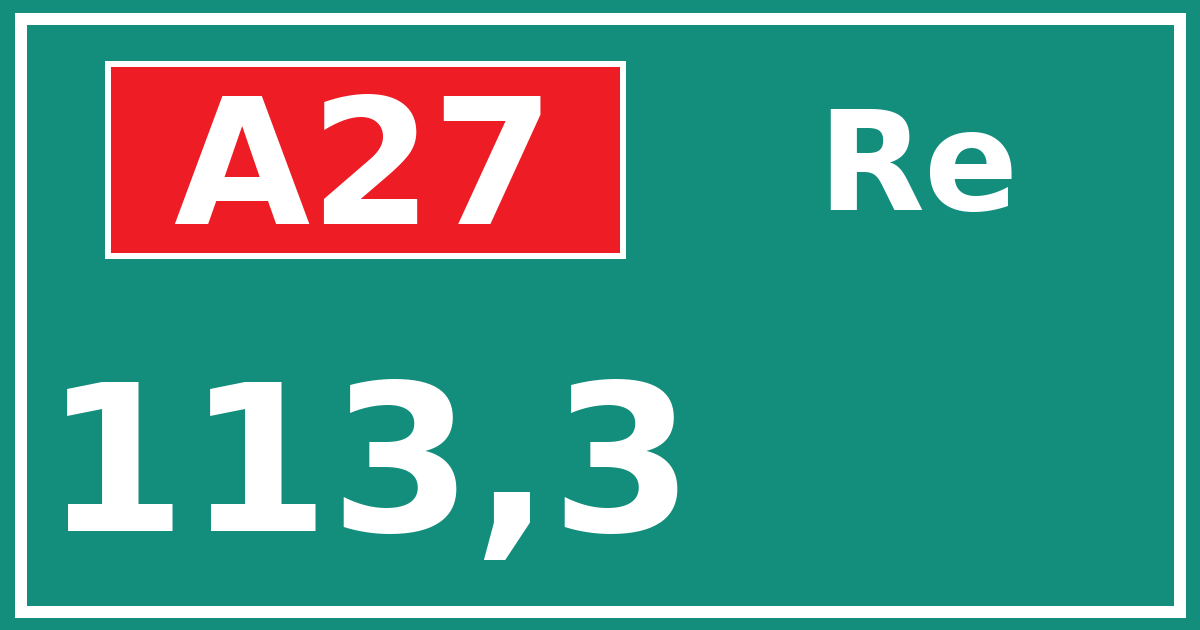 Hectometerbord A27 113,3 zijde Re
