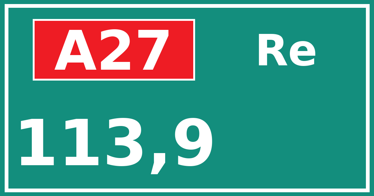 Hectometerbord A27 113,9 zijde Re