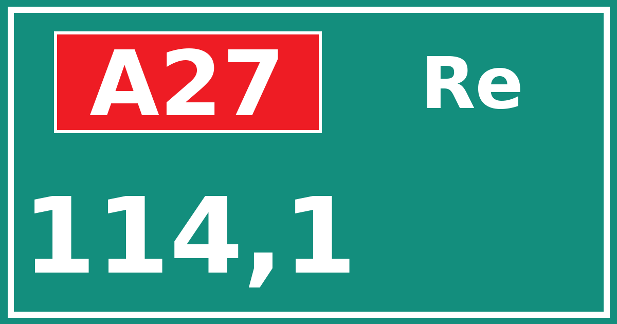 Hectometerbord A27 114,1 zijde Re