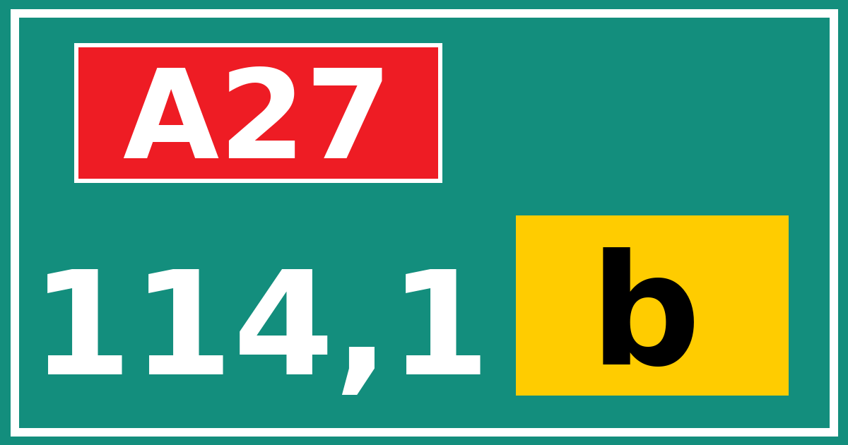 Hectometerbord A27 114,1 letter b