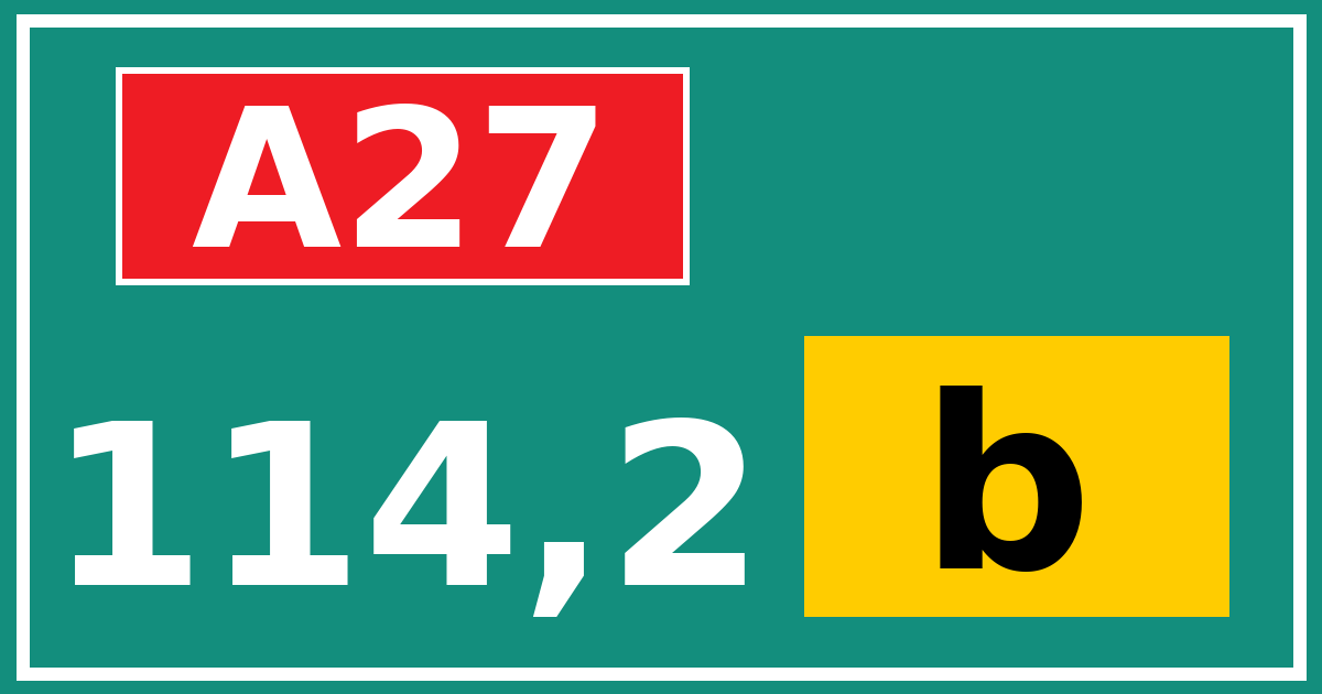 Hectometerbord A27 114,2 letter b