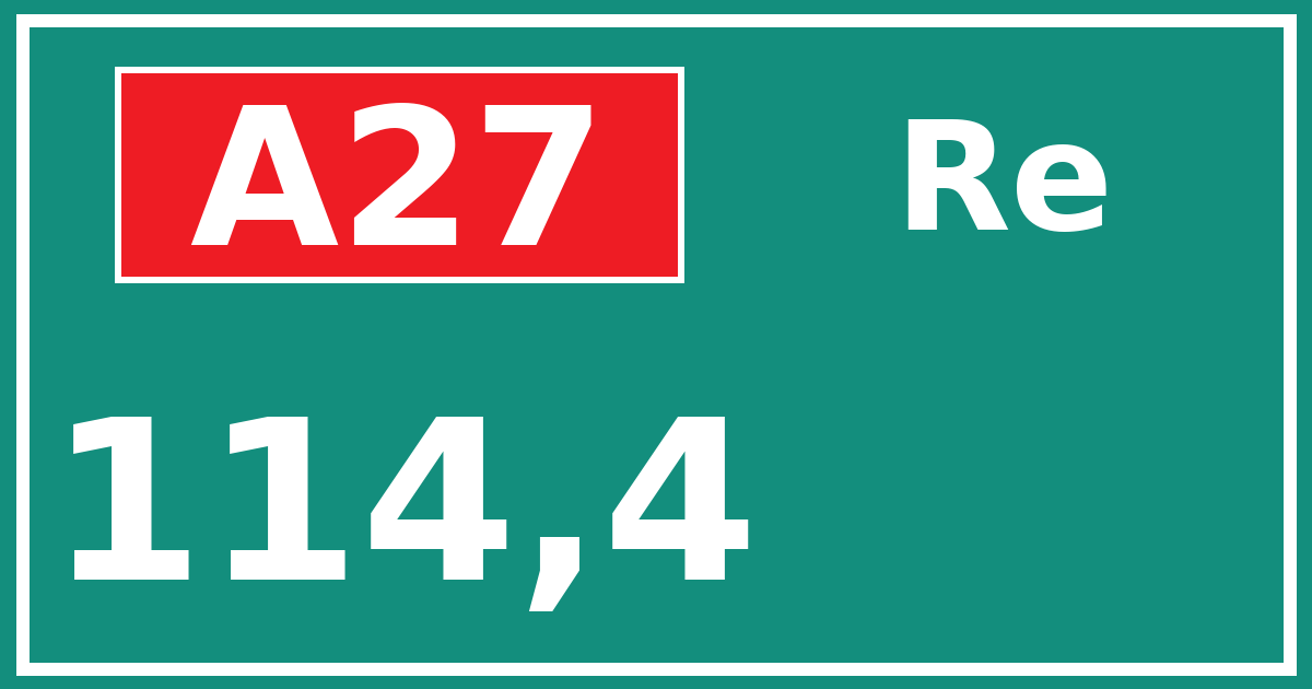 Hectometerbord A27 114,4 zijde Re