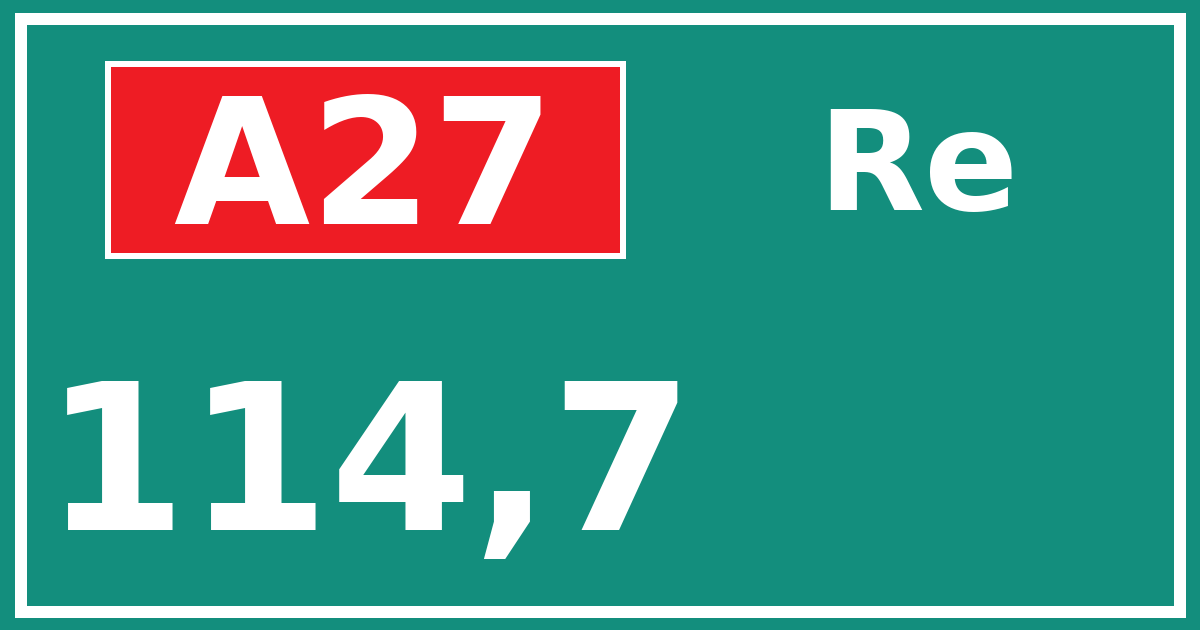 Hectometerbord A27 114,7 zijde Re